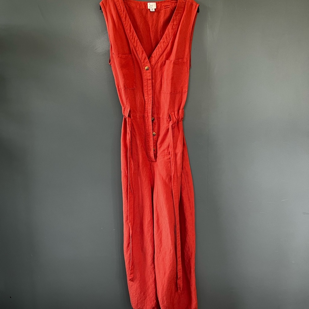 Salmon colored, brand a new day, size, belted pantsuit